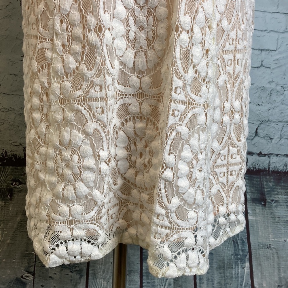 Free People Wallflower Cream Nude Lace Mini Dress Sz XS Feminine Cute Romantic - Picture 10 of 16